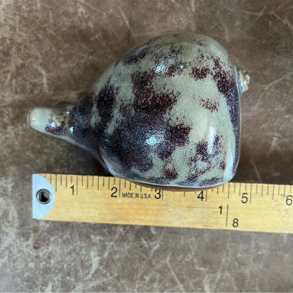 Whale Bud Vase Green Burgundy‎ Smiley Face Fish Studio Pottery Ceramic Beach Fun